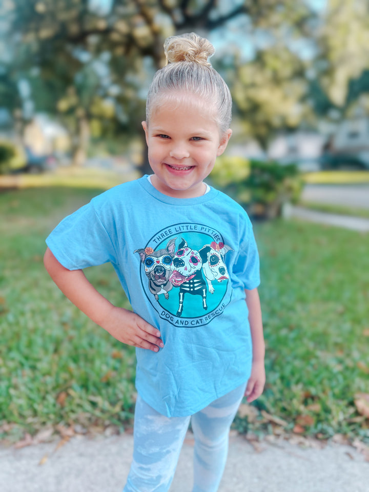 Three Little Pitties Rescue Day of the Dead Kid's Tee