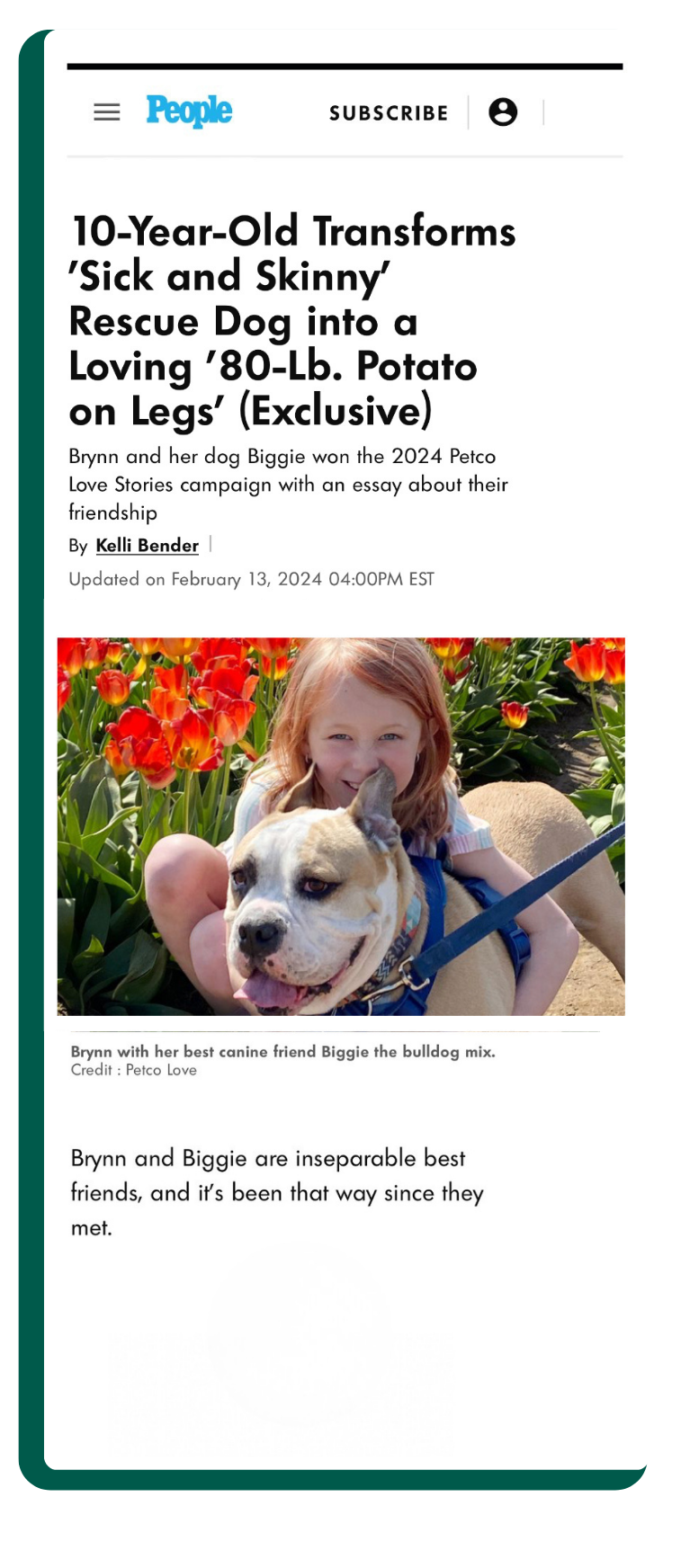 Article preview: People Magazine — Biggie: 2024 Petco Love Stories